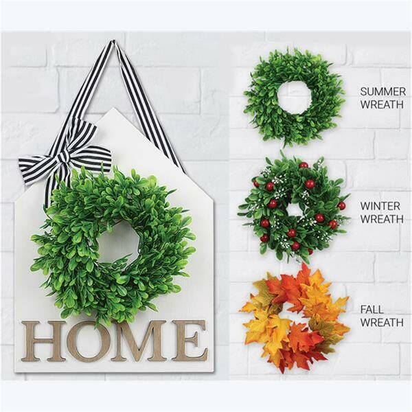 Youngs Wood Home Door Hanger Sign with Includes Three 10 in. Interchangeable Seasonal Wreaths 21368